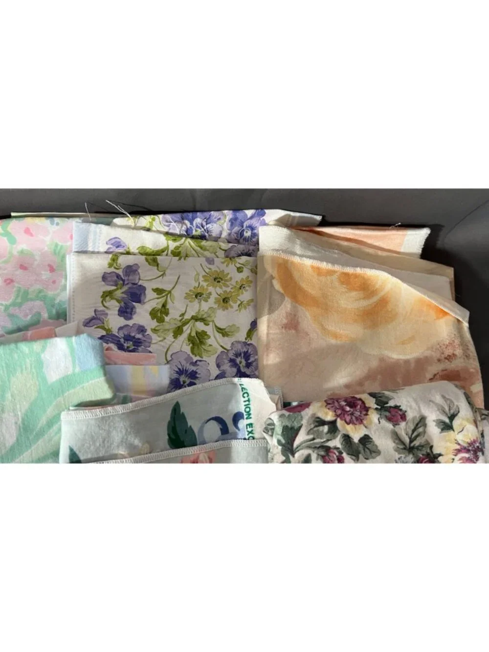 3+ lbs. Vintage Floral Fabric Remnants Bundle Colorful Assorted Cotton Prints
